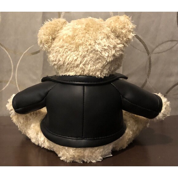 Galerie Reese's Hershey's Teddy Bear 8" Plush Faux Black Leather Biker Jacket - Picture 4 of 11